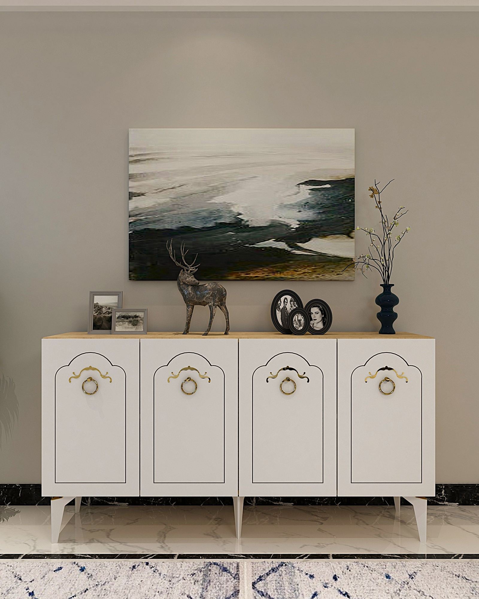 Aparador – 150cm – Carvalho Safira e Branco – Aglomerado