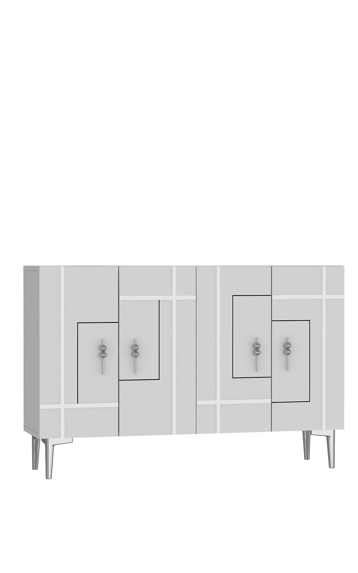 Aparador de aglomerado revestido de melamina – 120 cm x 80 cm – Branco e Prata