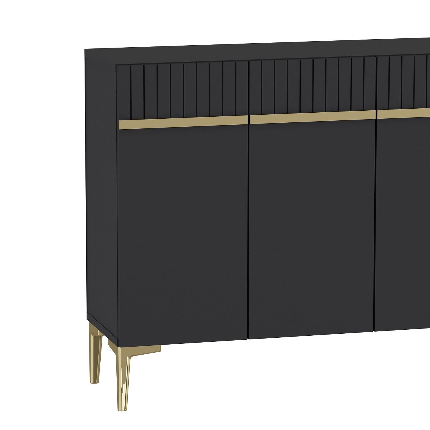 Aparador – 120 cm x 80 cm x 29,6 cm – Antracite e Ouro – Painel de Partículas Revestido em Melamina