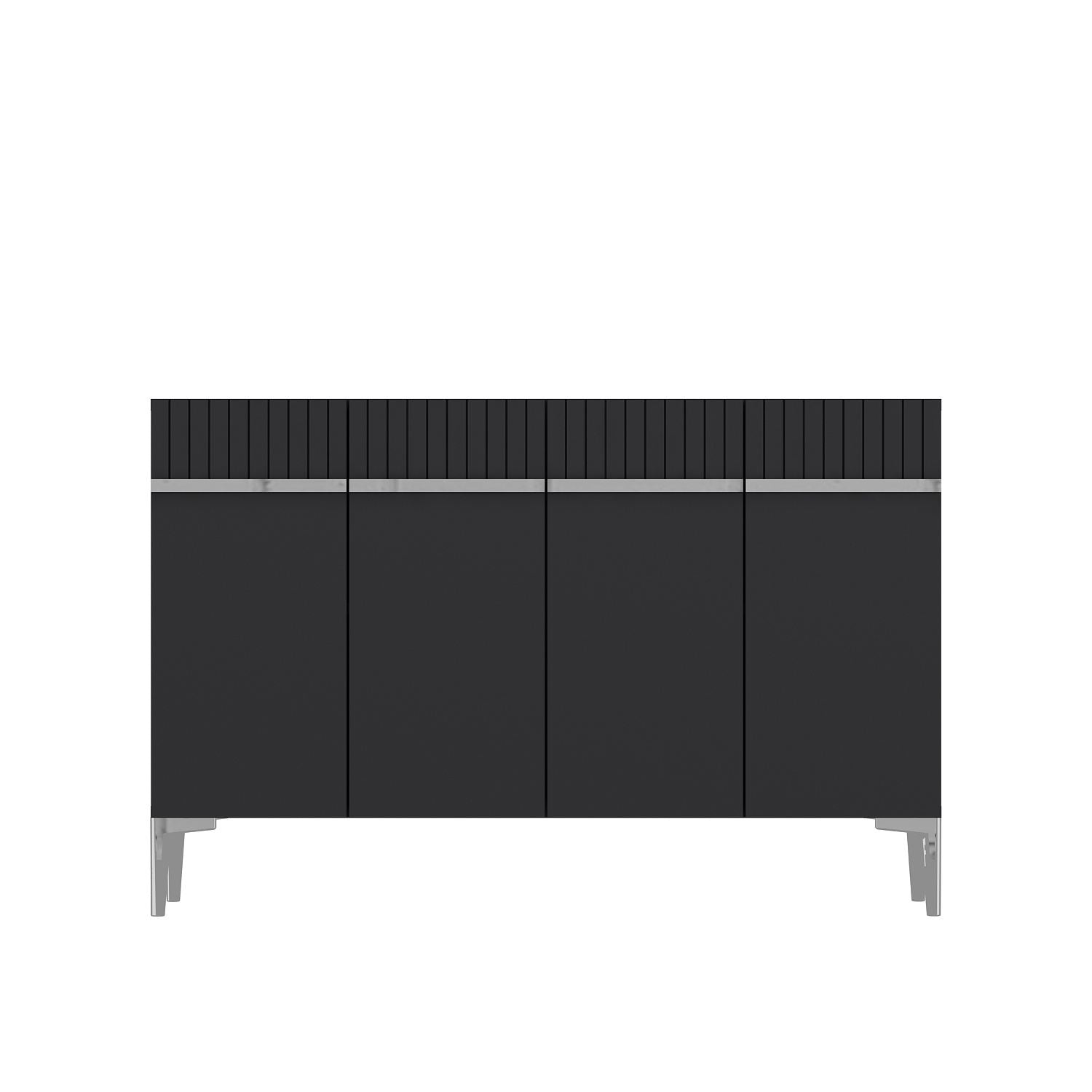 Aparador em MDF revestido de melamina – 120cm x 80cm x 29,6cm – Antracite e Prata