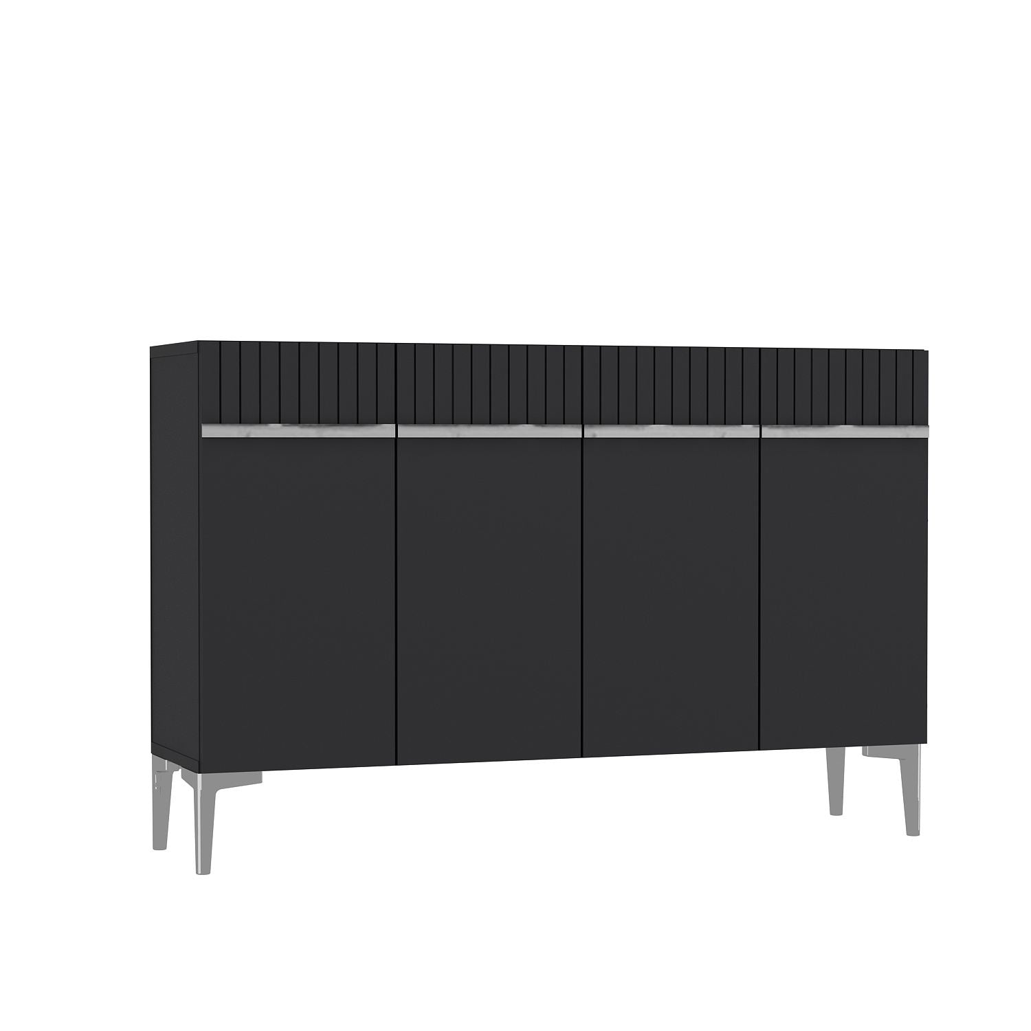 Aparador em MDF revestido de melamina – 120cm x 80cm x 29,6cm – Antracite e Prata