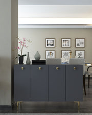 Aparador – 120 cm x 80 cm x 29,6 cm – Antracite e Ouro – Painel de partículas revestido em melamina
