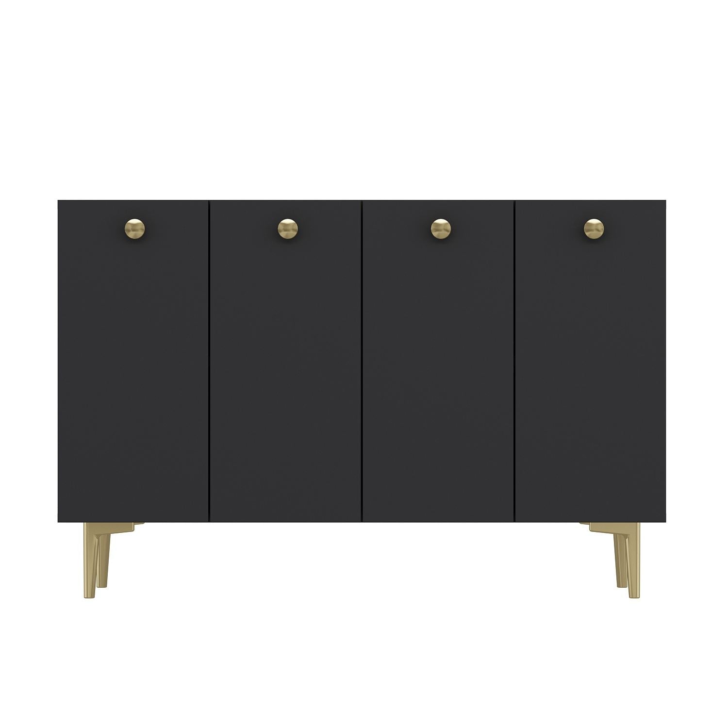 Aparador – 120 cm x 80 cm x 29,6 cm – Antracite e Ouro – Painel de partículas revestido em melamina