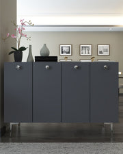 Aparador – 120cm x 80cm x 29,6cm – Antracite e Prata – MDF