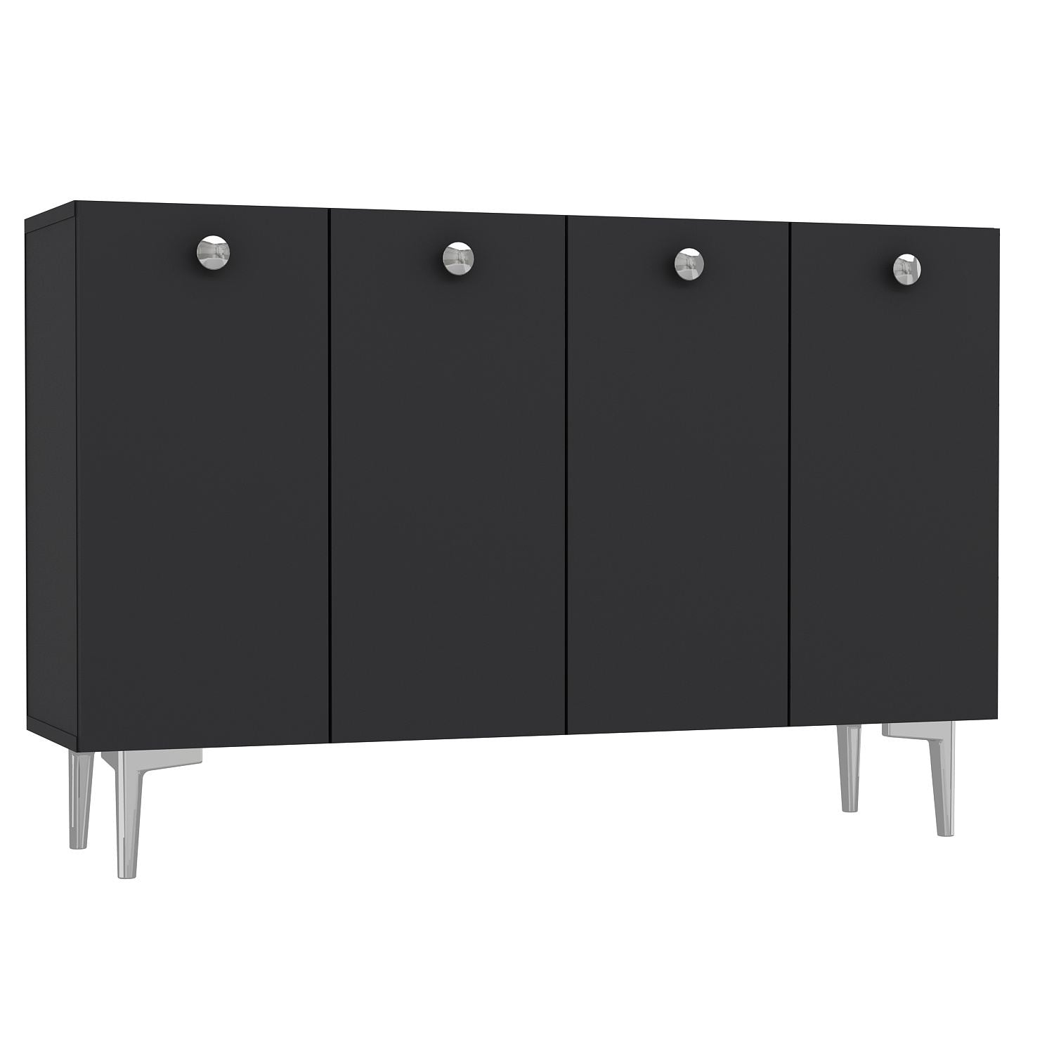 Aparador – 120cm x 80cm x 29,6cm – Antracite e Prata – MDF
