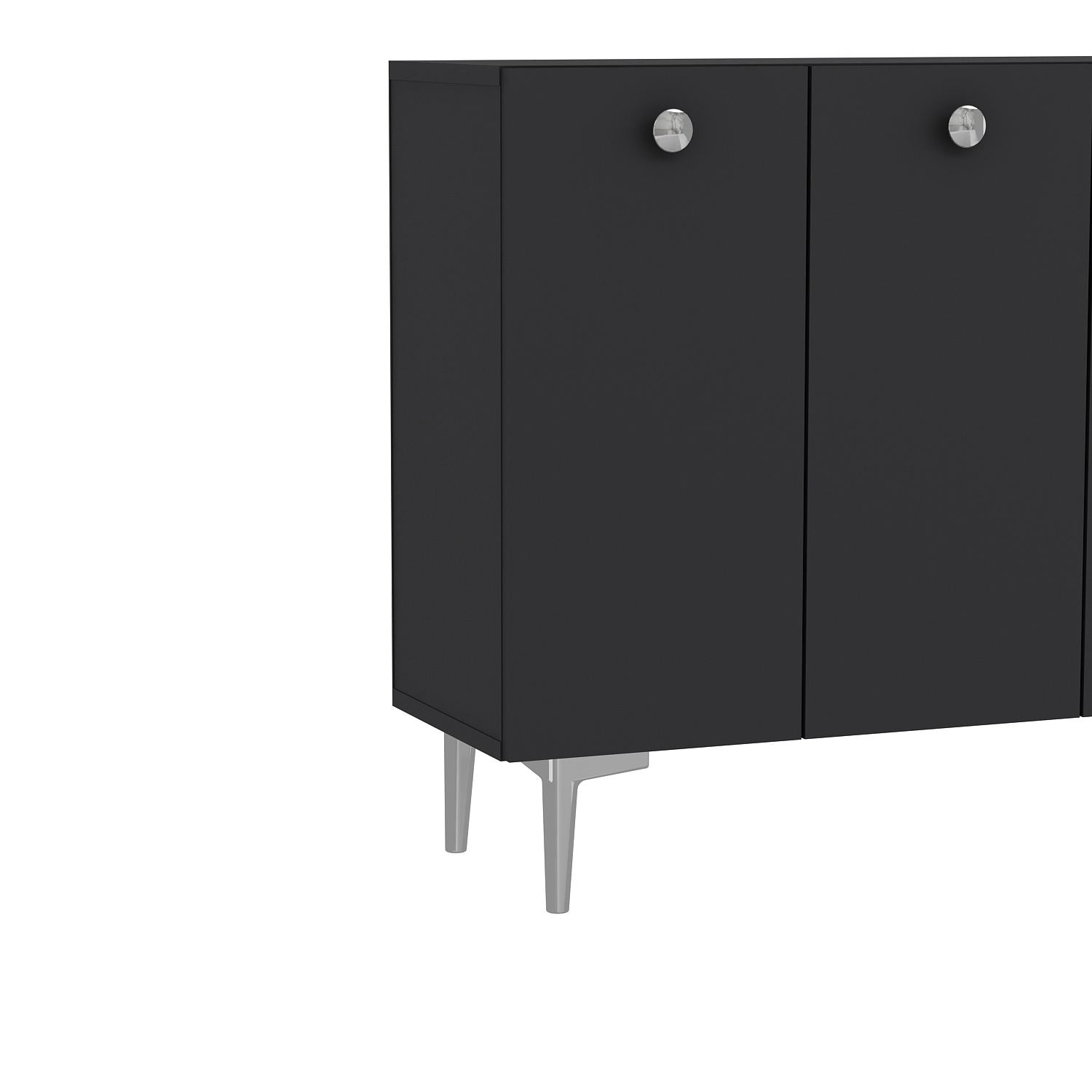 Aparador – 120cm x 80cm x 29,6cm – Antracite e Prata – MDF
