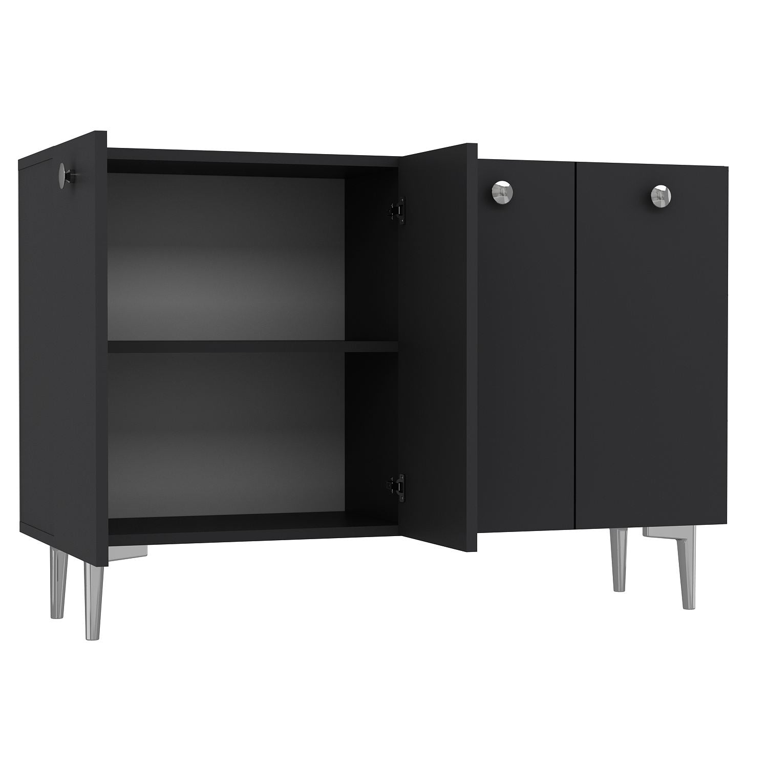 Aparador – 120cm x 80cm x 29,6cm – Antracite e Prata – MDF