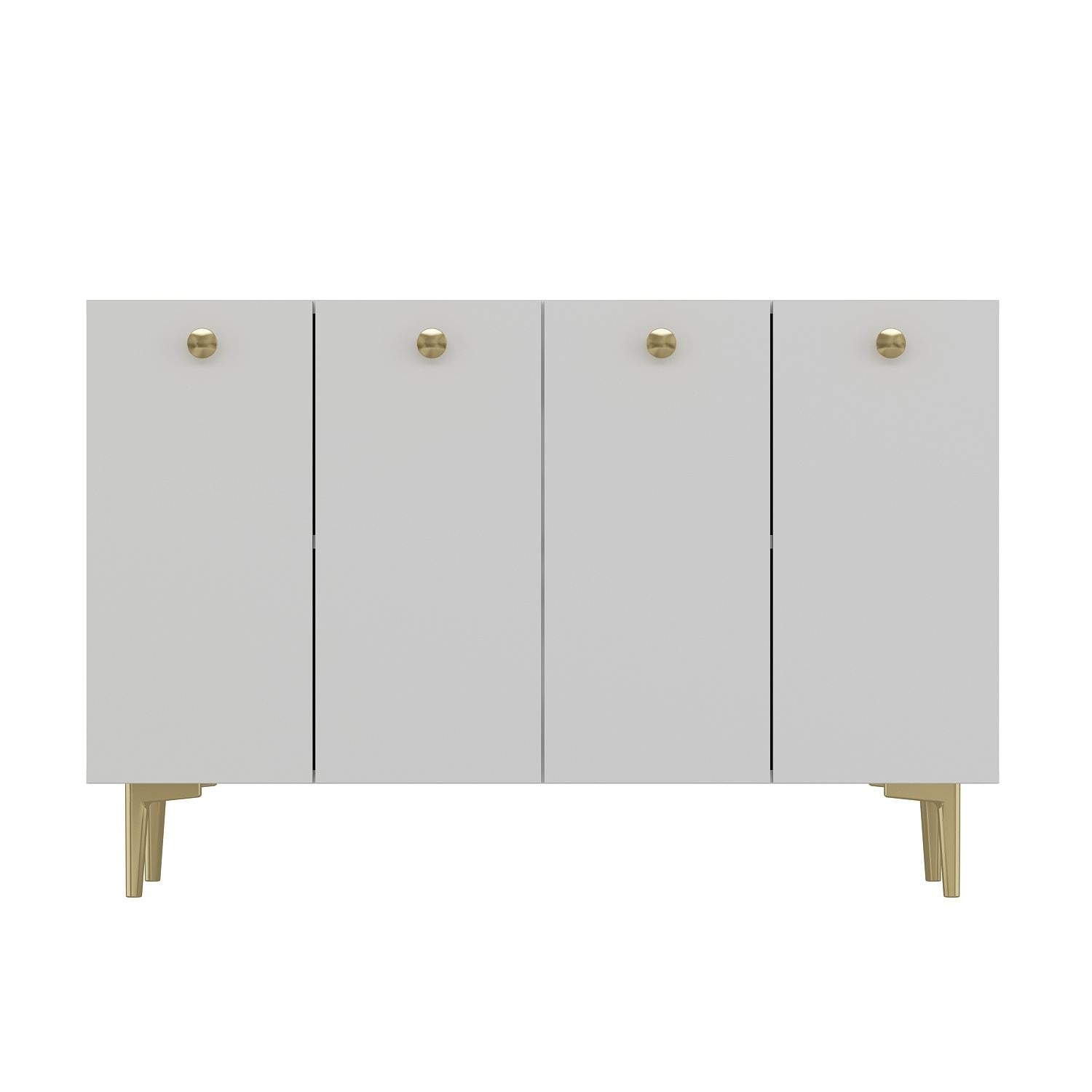 Aparador – 120cm x 80cm – Branco e Dourado – Painel de Partículas Revestido de Melamina