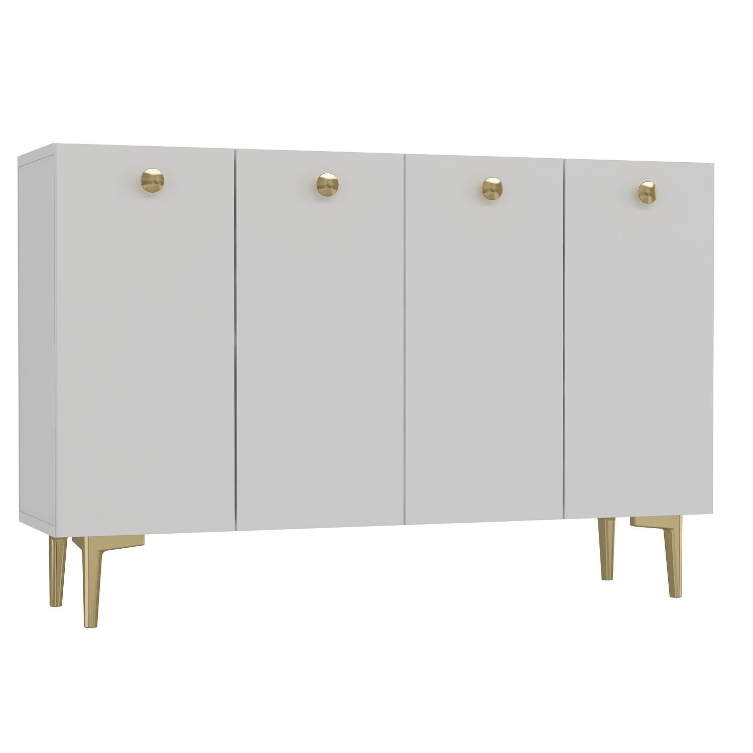 Aparador – 120cm x 80cm – Branco e Dourado – Painel de Partículas Revestido de Melamina