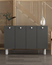 Aparador – 120 cm x 80 cm x 29,6 cm – Antracite e Branco – Aglomerado revestido de melamina