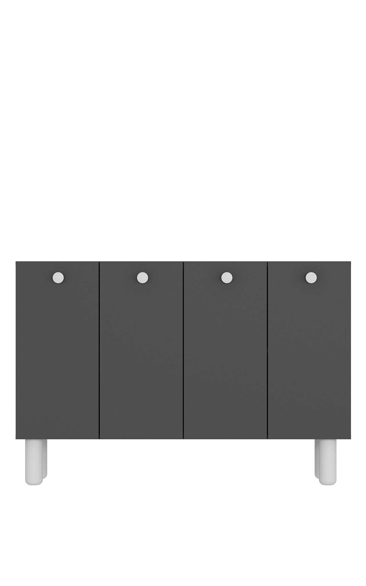 Aparador – 120 cm x 80 cm x 29,6 cm – Antracite e Branco – Aglomerado revestido de melamina
