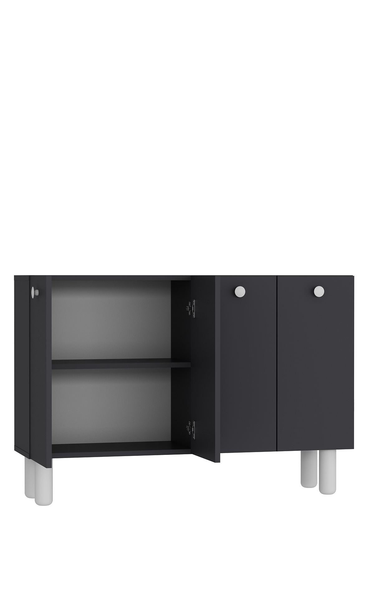 Aparador – 120 cm x 80 cm x 29,6 cm – Antracite e Branco – Aglomerado revestido de melamina