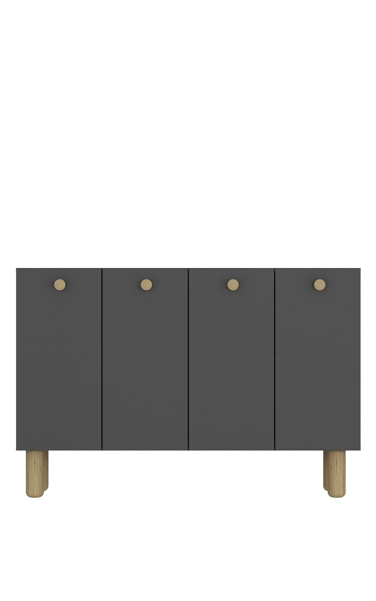 Aparador – 120cm largura, 80cm altura, 29,6cm profundidade – Antracite e Carvalho Safira – Aglomerado