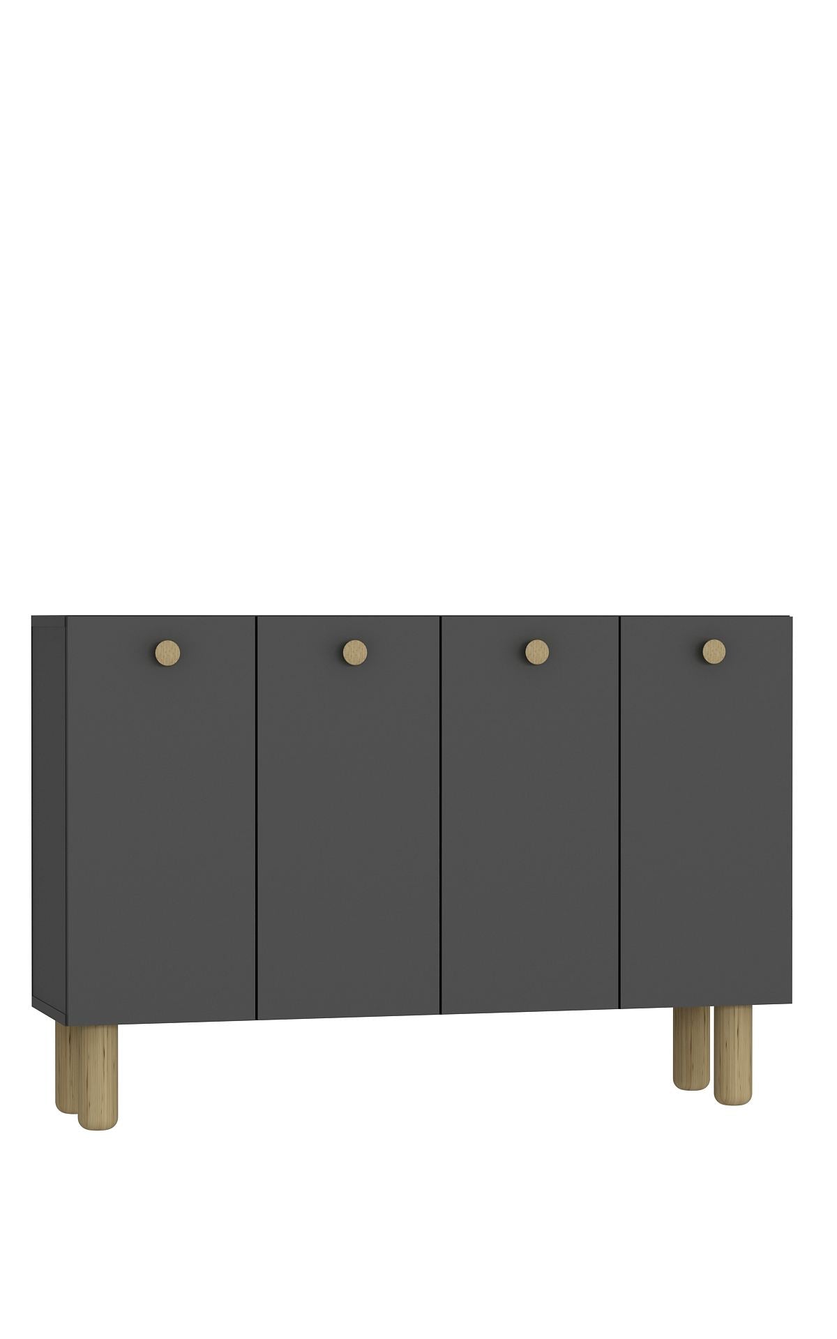 Aparador – 120cm largura, 80cm altura, 29,6cm profundidade – Antracite e Carvalho Safira – Aglomerado
