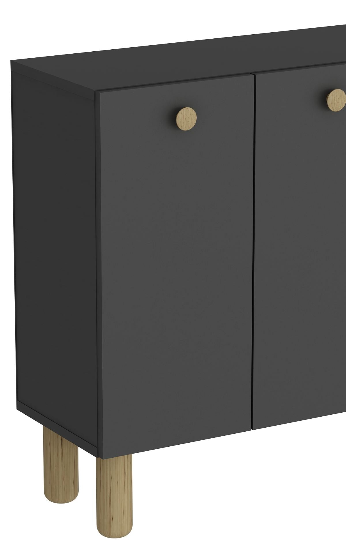 Aparador – 120cm largura, 80cm altura, 29,6cm profundidade – Antracite e Carvalho Safira – Aglomerado