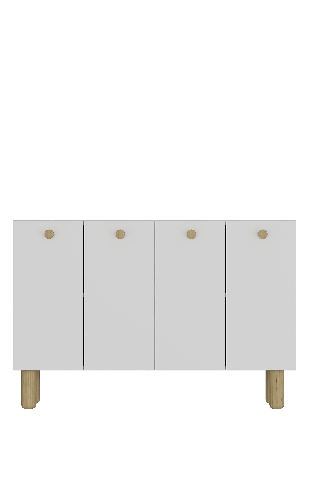 Aparador – 120cm x 80cm x 29.6cm – Branco e Carvalho Safira – MDF