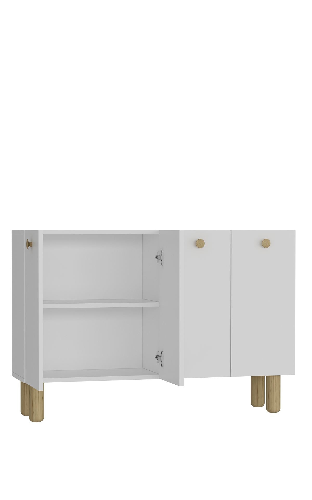 Aparador – 120cm x 80cm x 29.6cm – Branco e Carvalho Safira – MDF