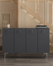 Aparador – 120cm x 80cm x 29,6cm – Antracite e Prata – MDF