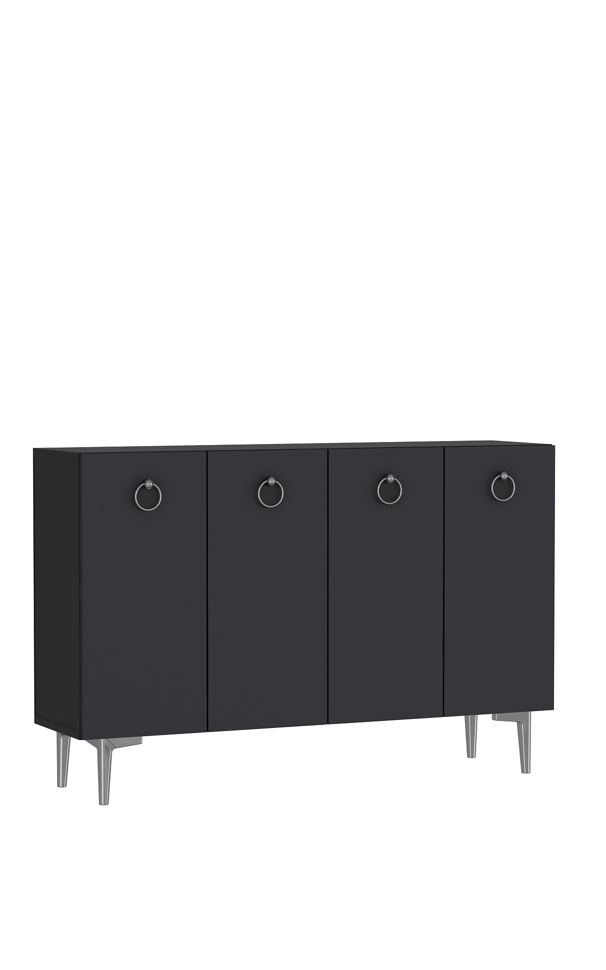 Aparador – 120cm x 80cm x 29,6cm – Antracite e Prata – MDF