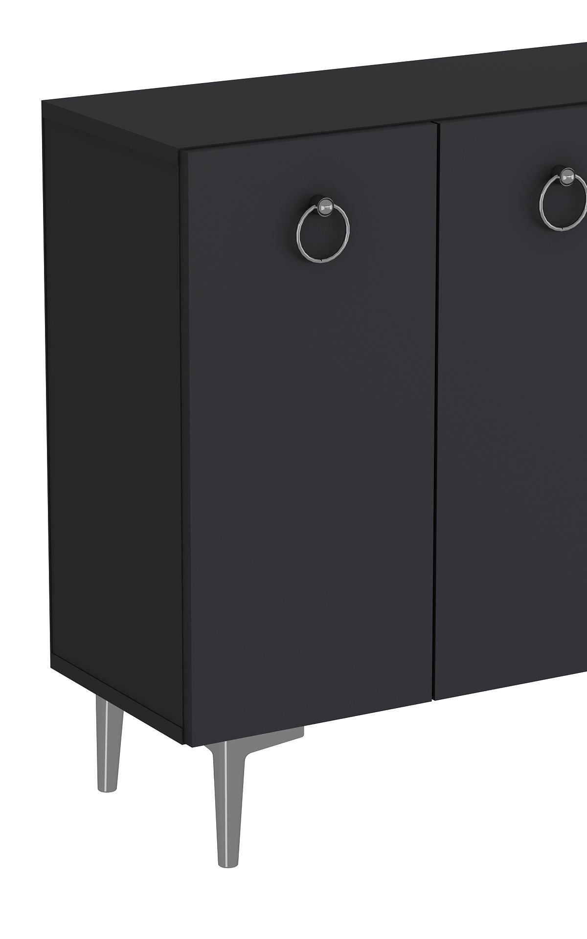 Aparador – 120cm x 80cm x 29,6cm – Antracite e Prata – MDF