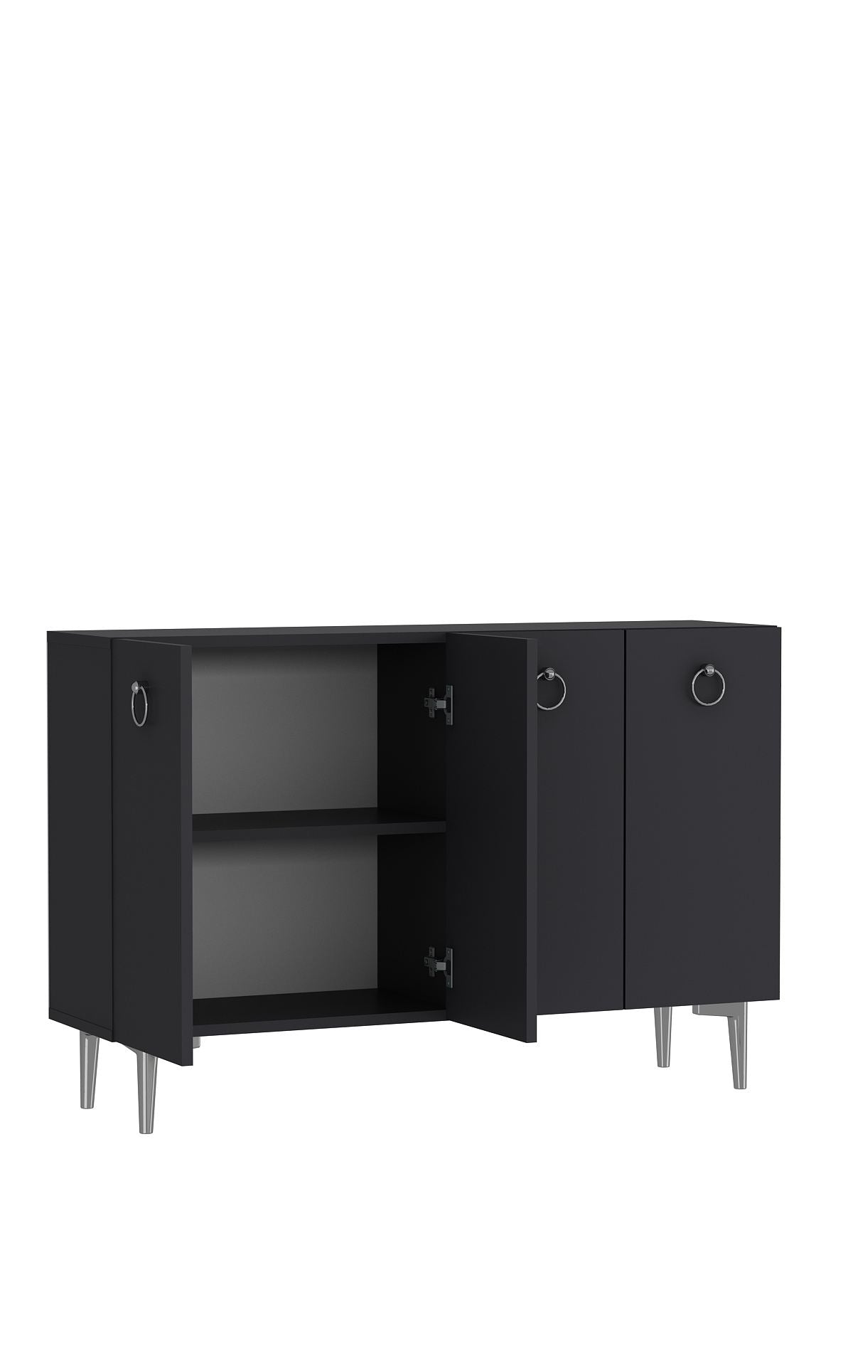 Aparador – 120cm x 80cm x 29,6cm – Antracite e Prata – MDF