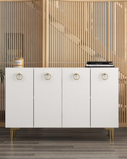 Aparador – 120cm x 80cm – Branco e Dourado – Painel de Partículas Revestido de Melamina
