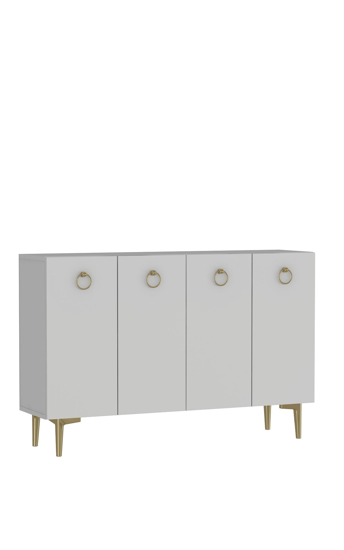 Aparador – 120cm x 80cm – Branco e Dourado – Painel de Partículas Revestido de Melamina
