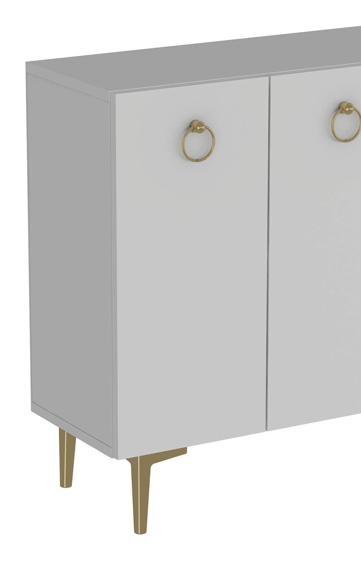 Aparador – 120cm x 80cm – Branco e Dourado – Painel de Partículas Revestido de Melamina