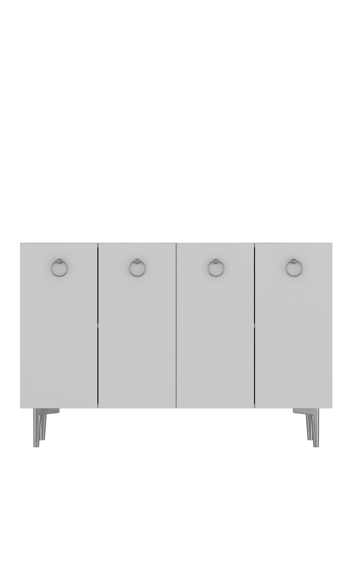 Aparador – 120 cm x 80 cm x 29,6 cm – Branco e Prata – Aglomerado revestido de melamina