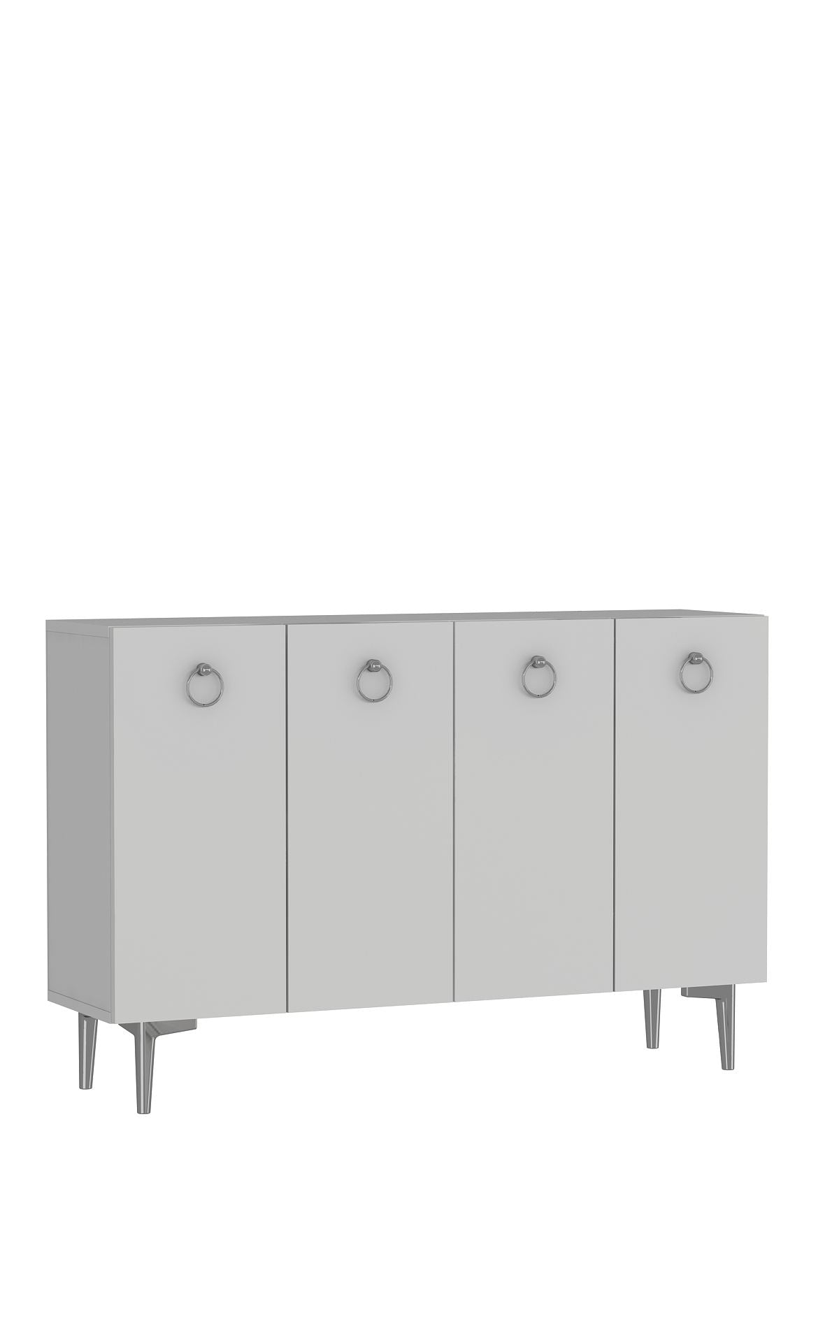 Aparador – 120 cm x 80 cm x 29,6 cm – Branco e Prata – Aglomerado revestido de melamina
