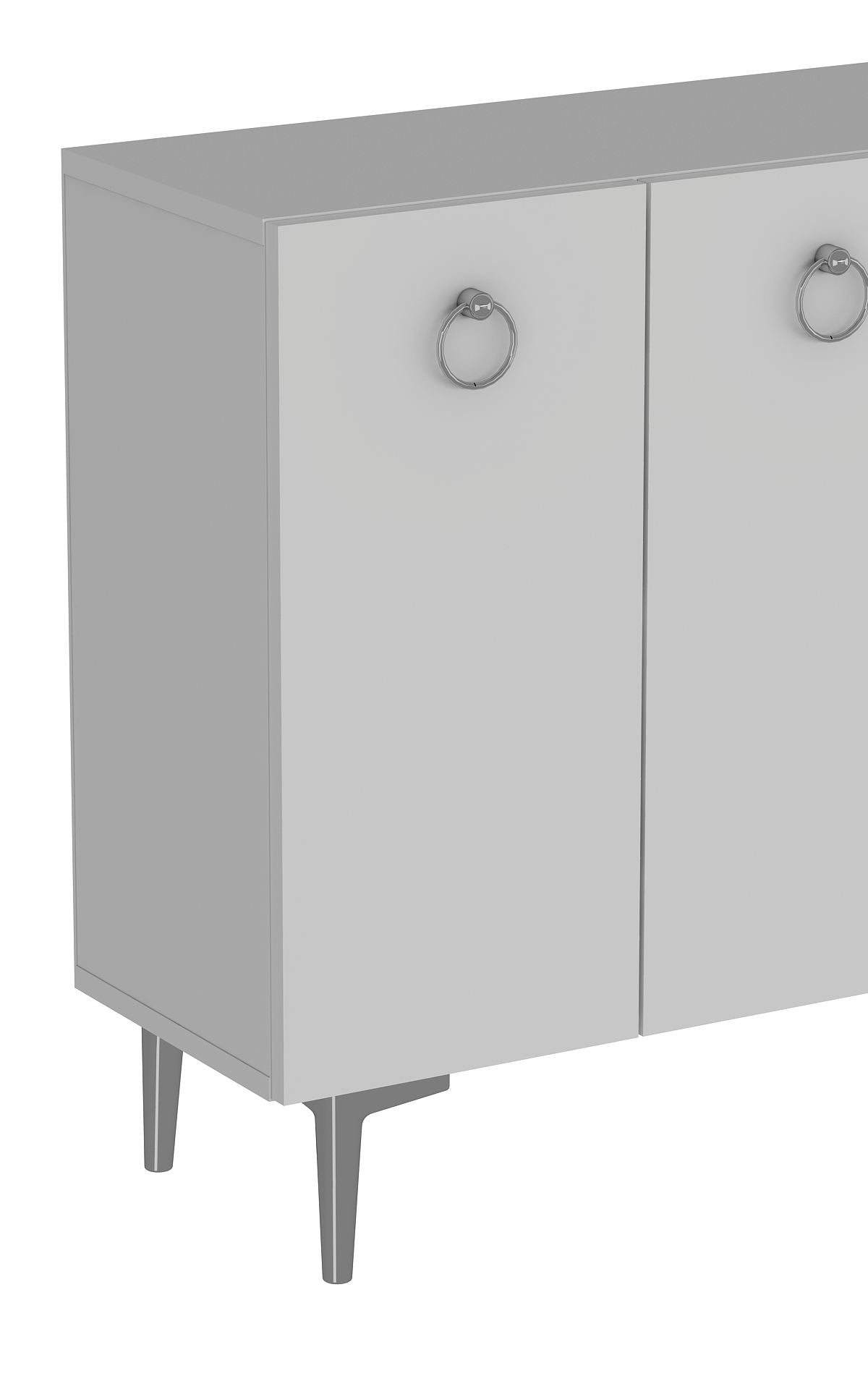 Aparador – 120 cm x 80 cm x 29,6 cm – Branco e Prata – Aglomerado revestido de melamina