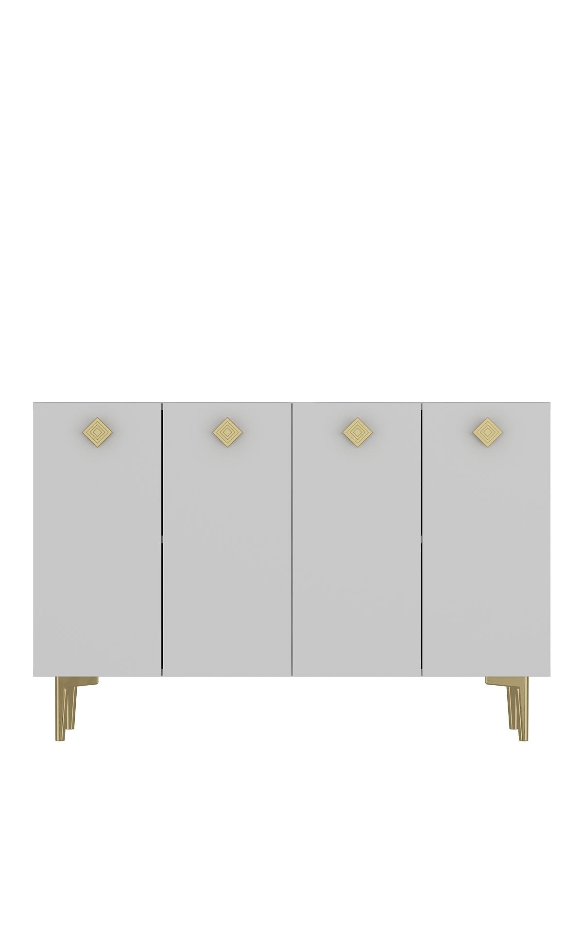 Aparador – 120cm x 80cm – Branco e Dourado – Painel de Partículas