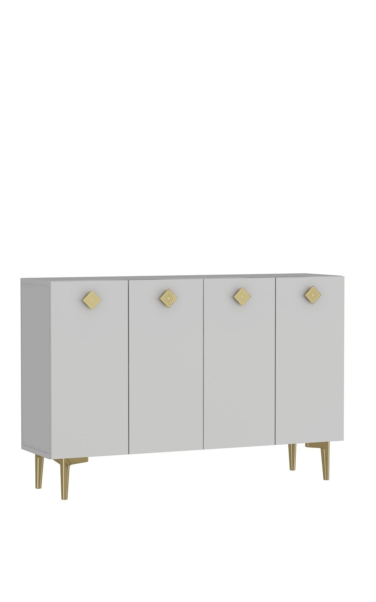 Aparador – 120cm x 80cm – Branco e Dourado – Painel de Partículas