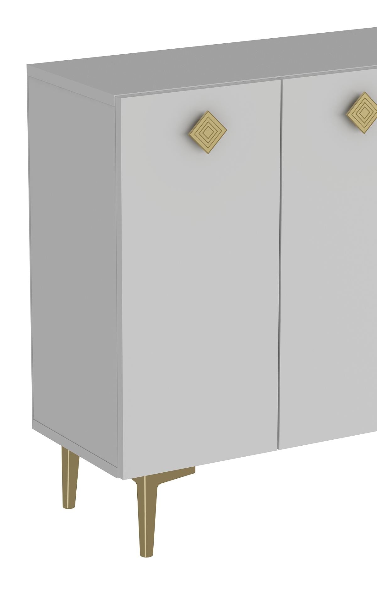 Aparador – 120cm x 80cm – Branco e Dourado – Painel de Partículas