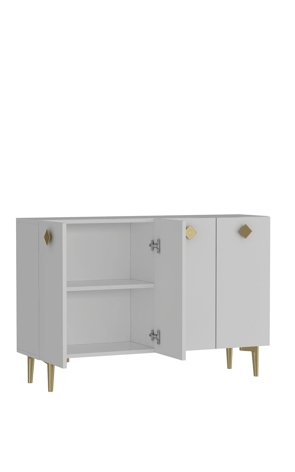 Aparador – 120cm x 80cm – Branco e Dourado – Painel de Partículas