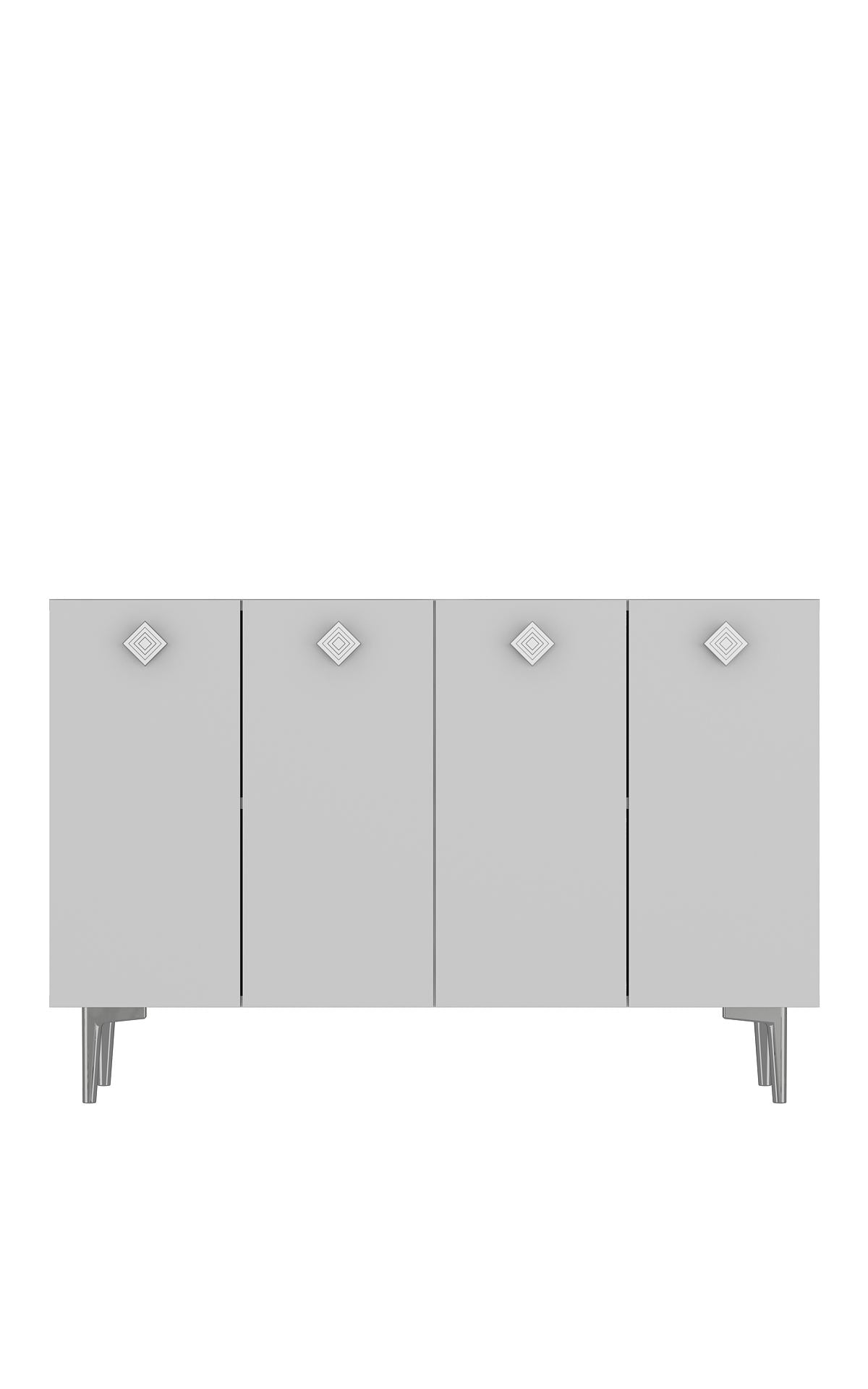 Aparador de Aglomerado Revestido de Melamina – 120 cm x 80 cm – Branco e Prata