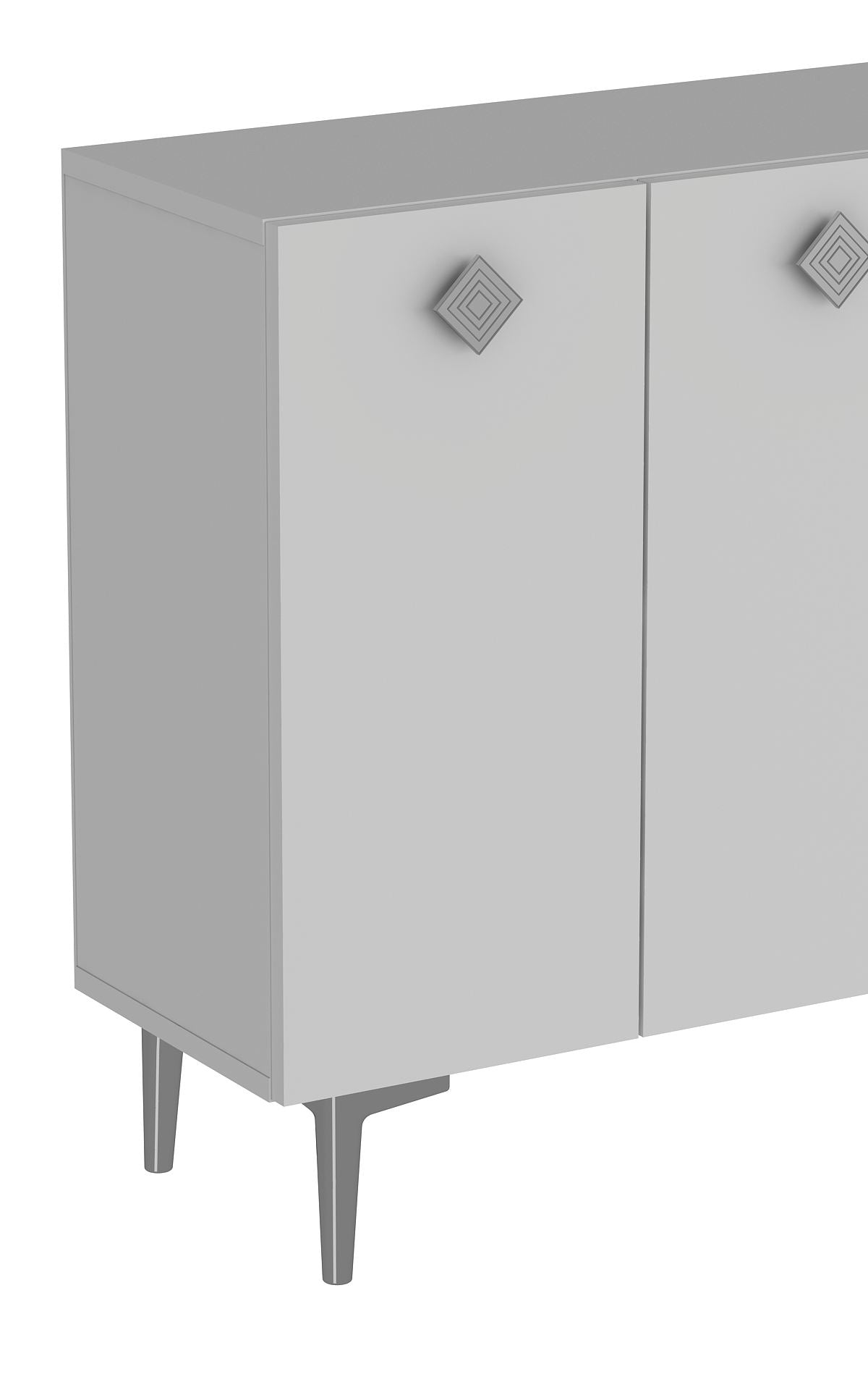 Aparador de Aglomerado Revestido de Melamina – 120 cm x 80 cm – Branco e Prata