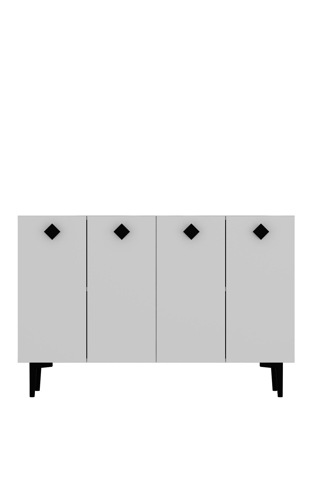 Aparador de Aglomerado Revestido de Melamina – 120cm x 80cm x 29,6cm – Branco e Preto