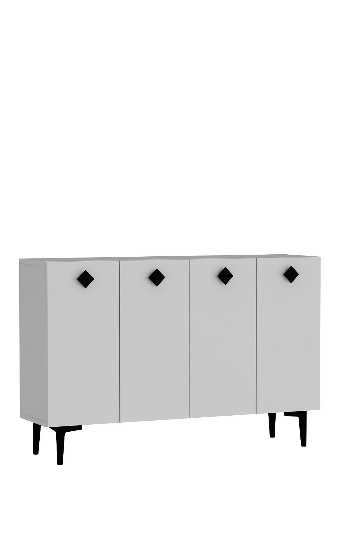 Aparador de Aglomerado Revestido de Melamina – 120cm x 80cm x 29,6cm – Branco e Preto