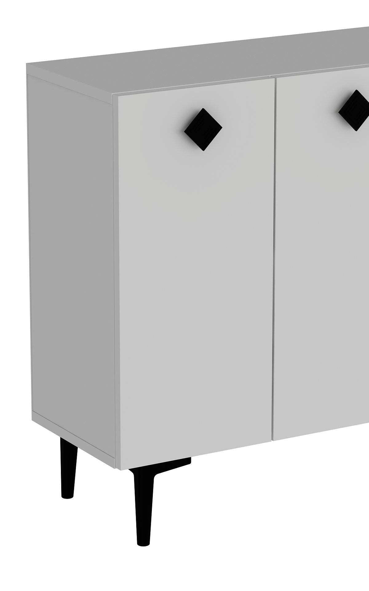 Aparador de Aglomerado Revestido de Melamina – 120cm x 80cm x 29,6cm – Branco e Preto