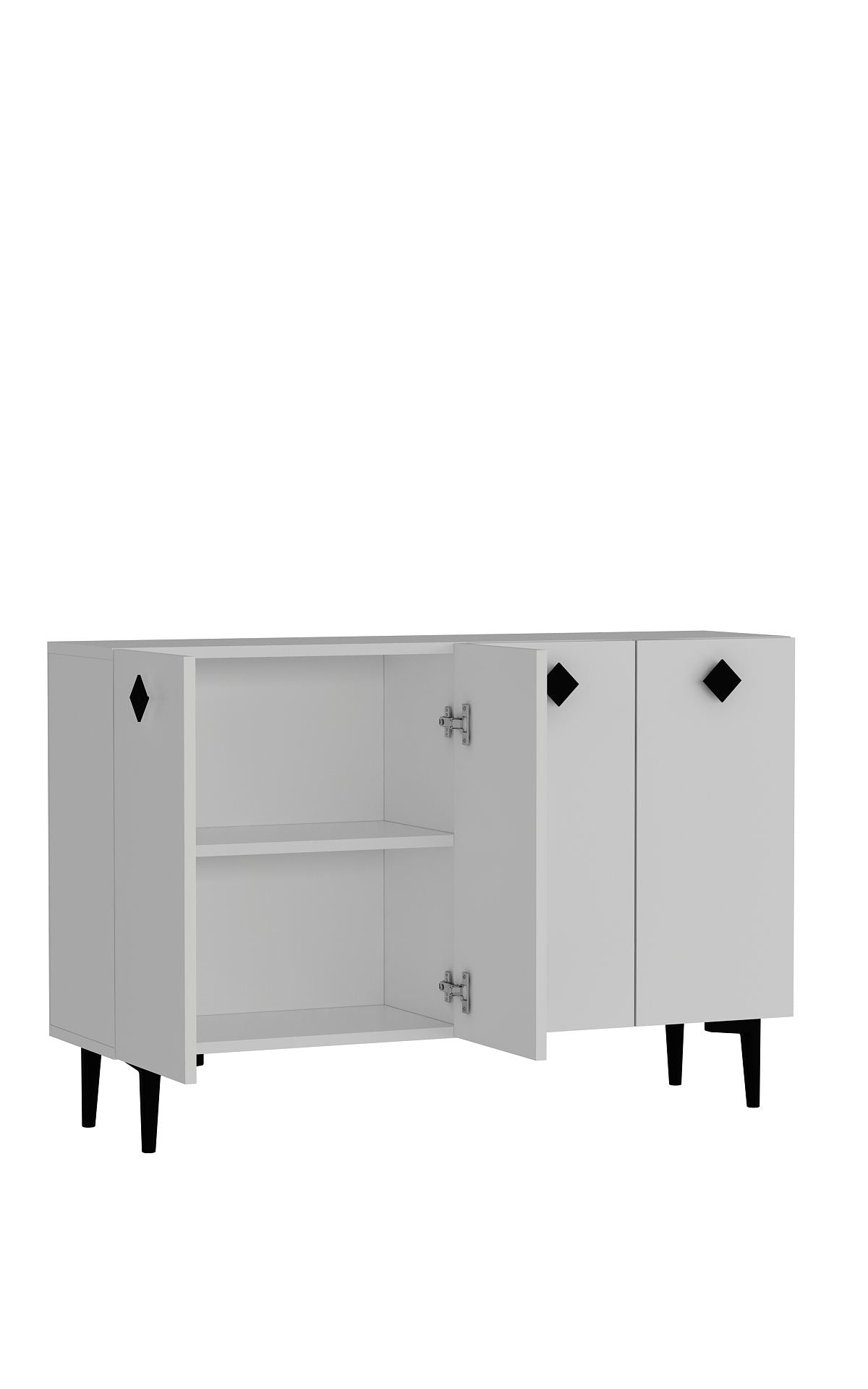 Aparador de Aglomerado Revestido de Melamina – 120cm x 80cm x 29,6cm – Branco e Preto