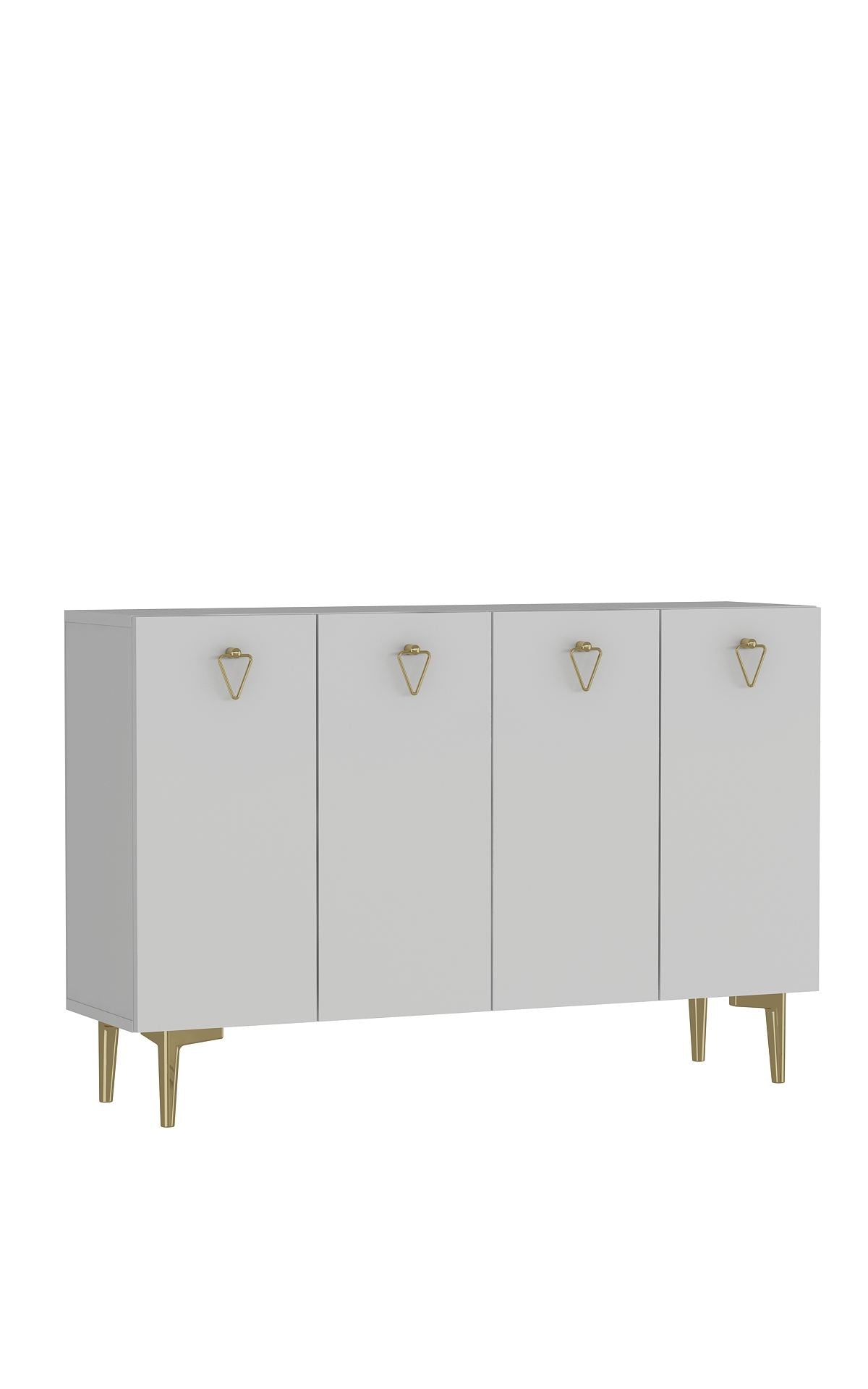 Aparador – 120cm x 80cm – Branco e Dourado – Painel de Partículas Revestido de Melamina