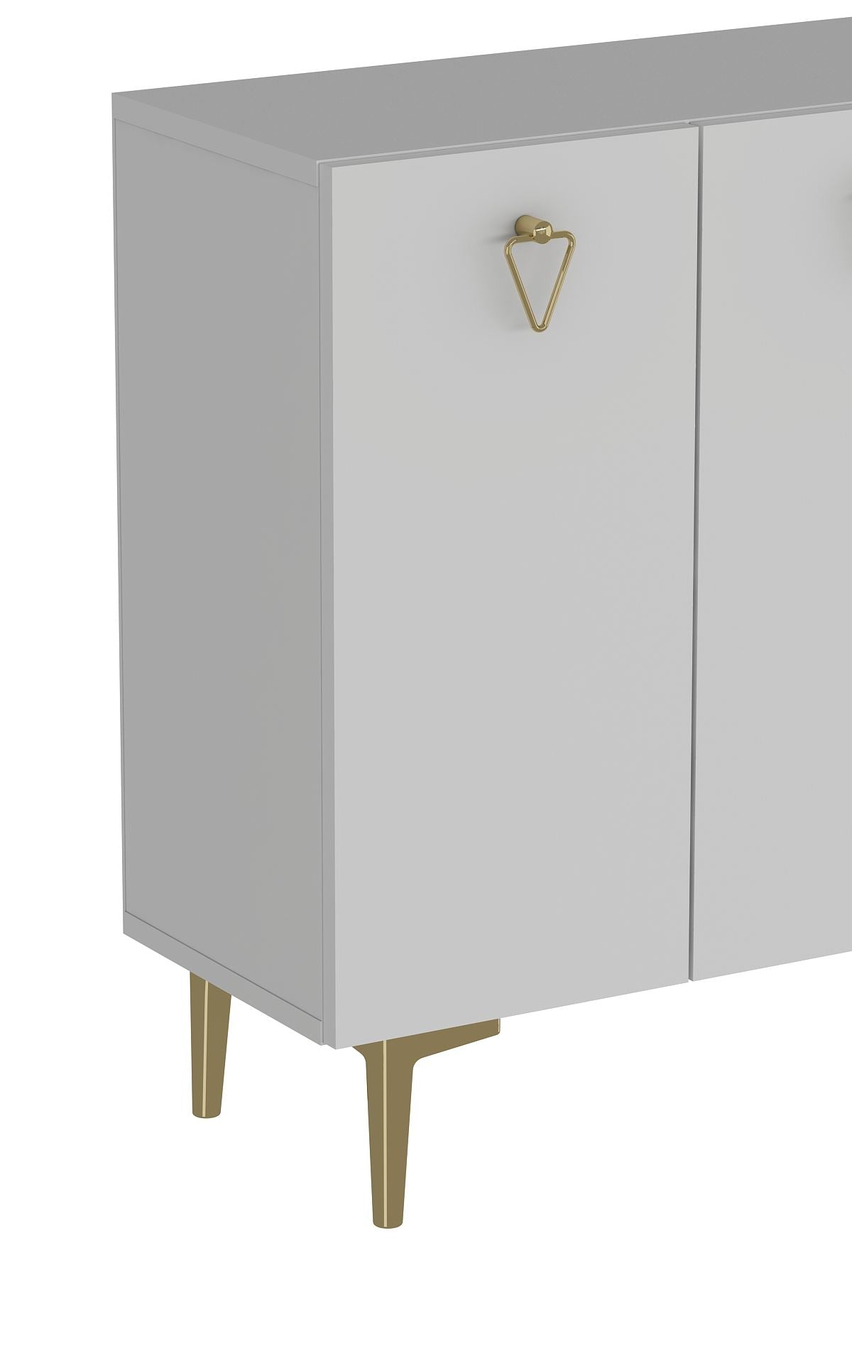 Aparador – 120cm x 80cm – Branco e Dourado – Painel de Partículas Revestido de Melamina
