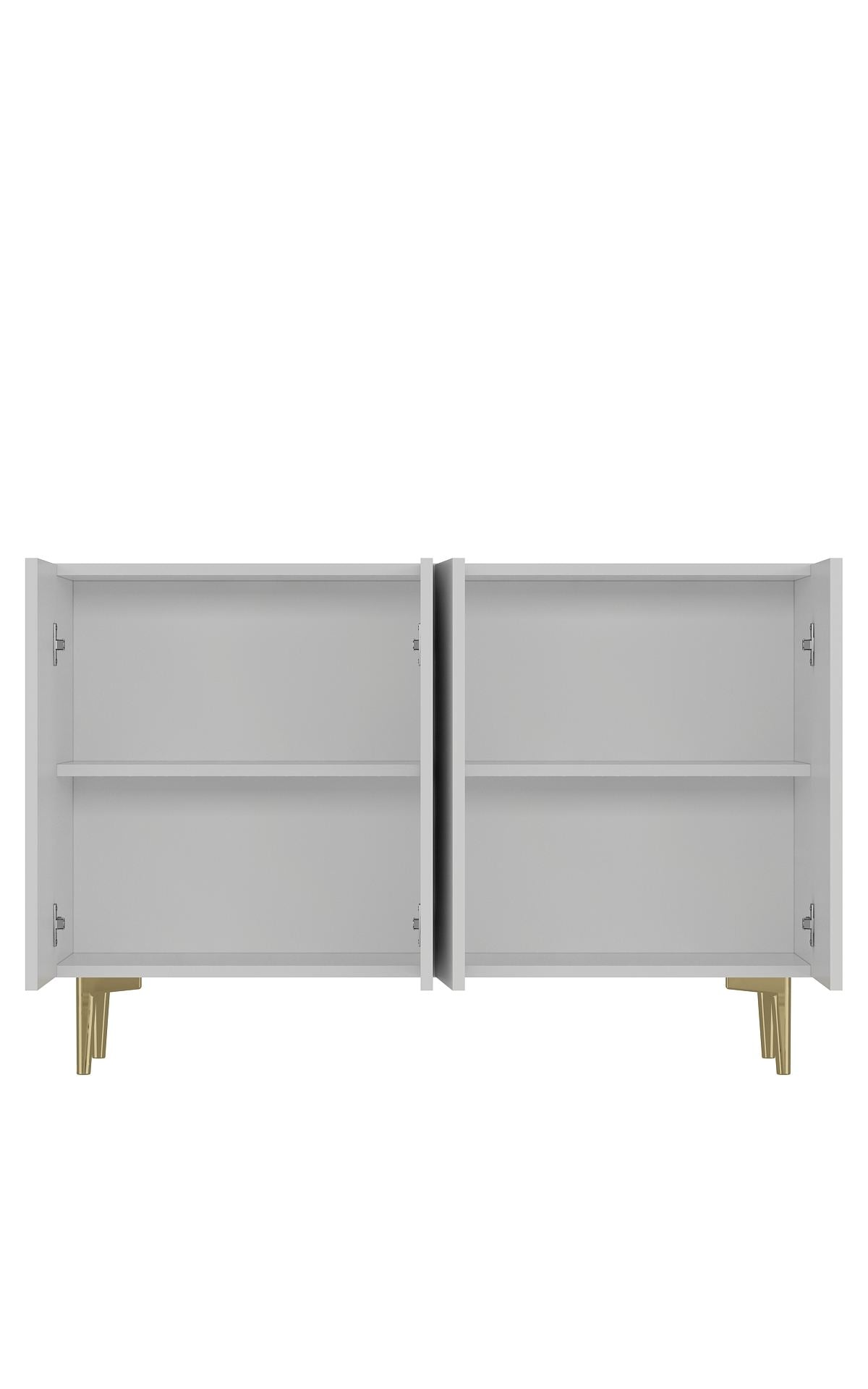 Aparador – 120cm x 80cm – Branco e Dourado – Painel de Partículas Revestido de Melamina