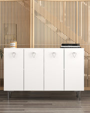 Aparador – 120 cm x 80 cm x 29,6 cm – Branco e Prata – Aglomerado