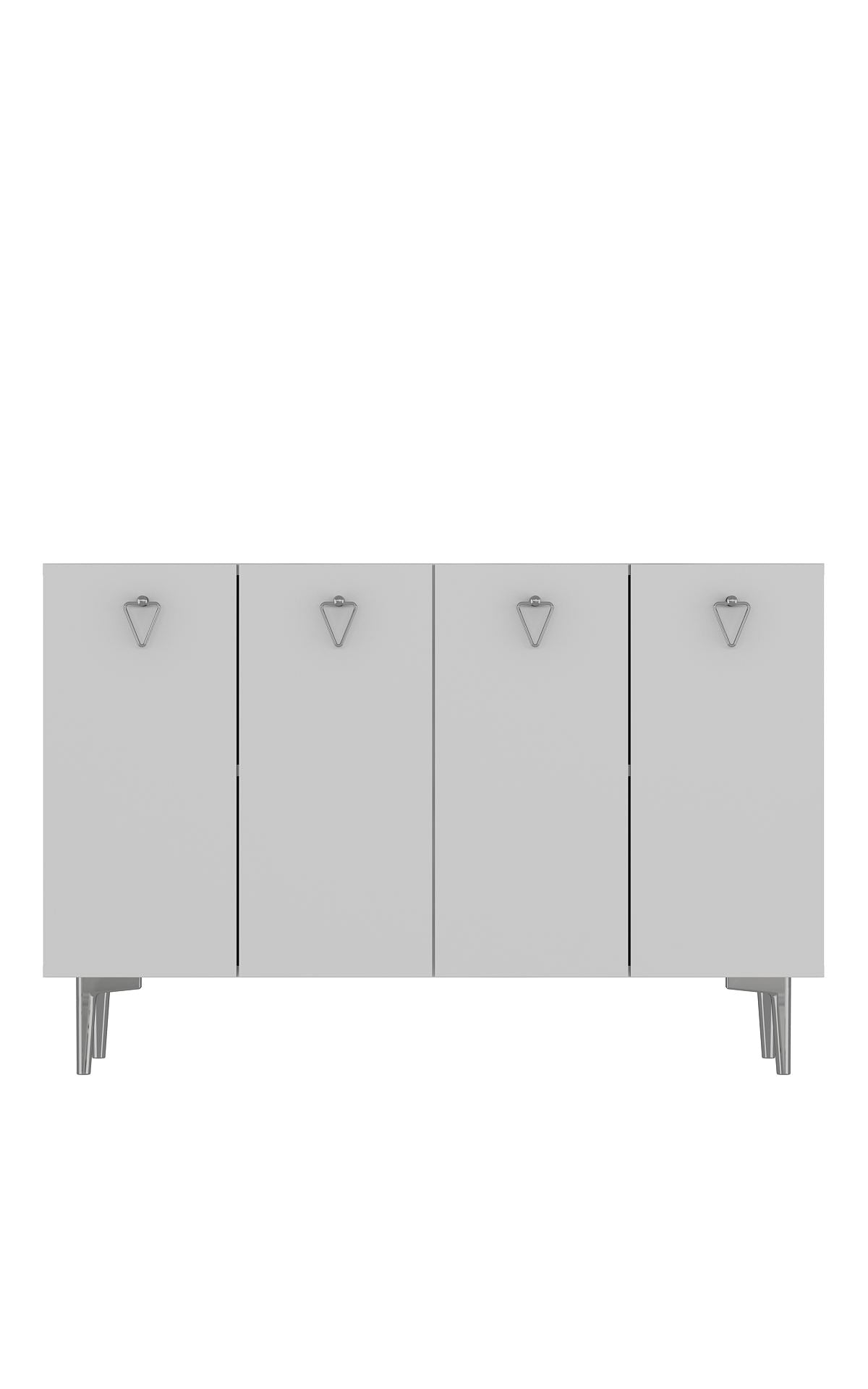 Aparador – 120 cm x 80 cm x 29,6 cm – Branco e Prata – Aglomerado