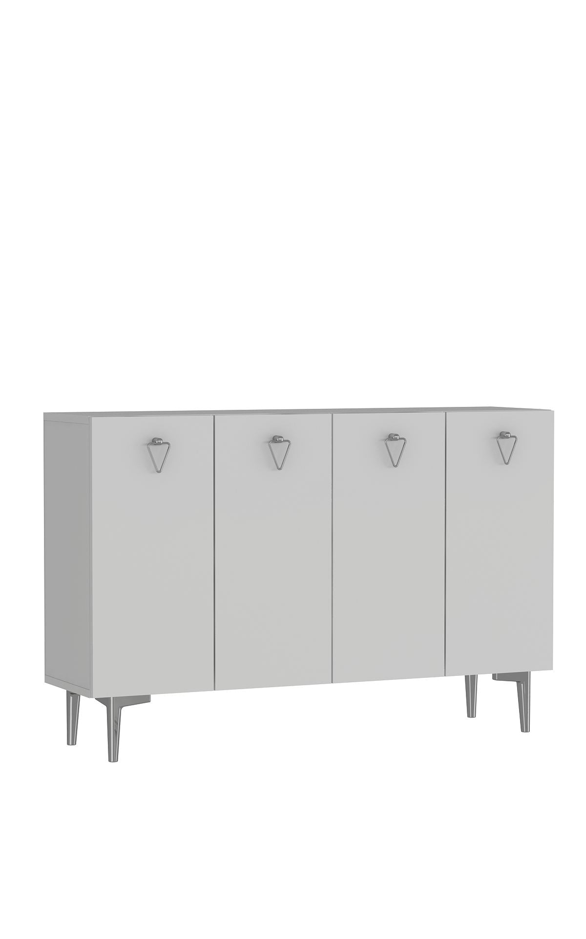 Aparador – 120 cm x 80 cm x 29,6 cm – Branco e Prata – Aglomerado