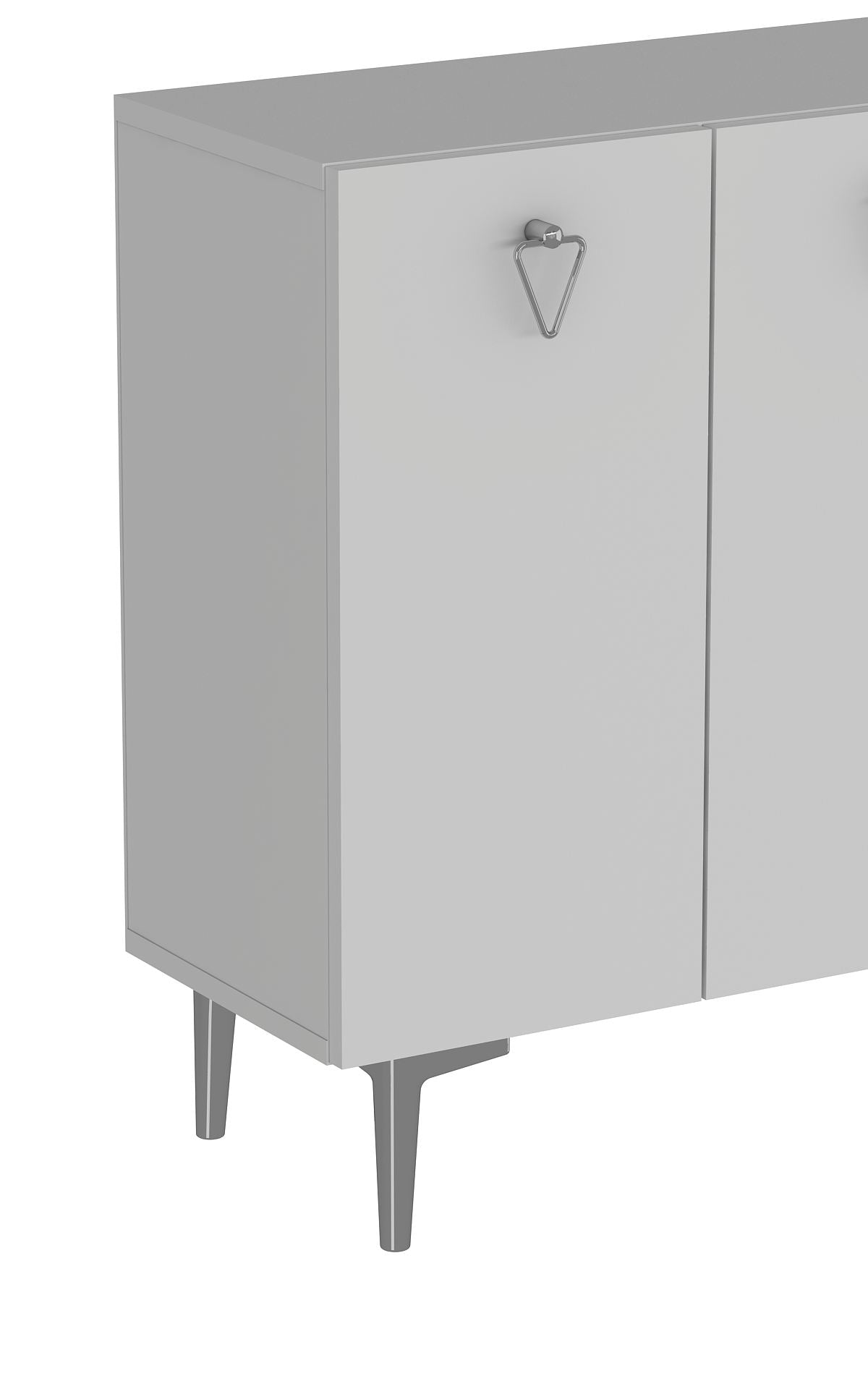 Aparador – 120 cm x 80 cm x 29,6 cm – Branco e Prata – Aglomerado