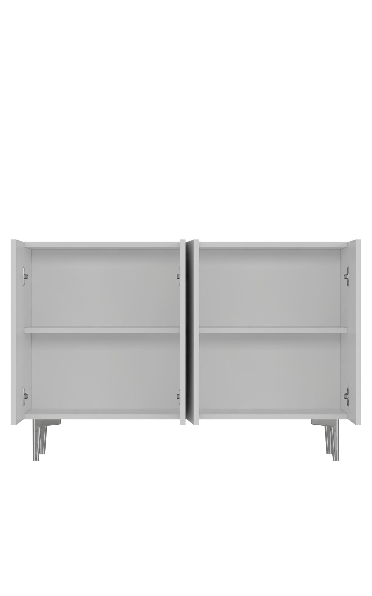 Aparador – 120 cm x 80 cm x 29,6 cm – Branco e Prata – Aglomerado