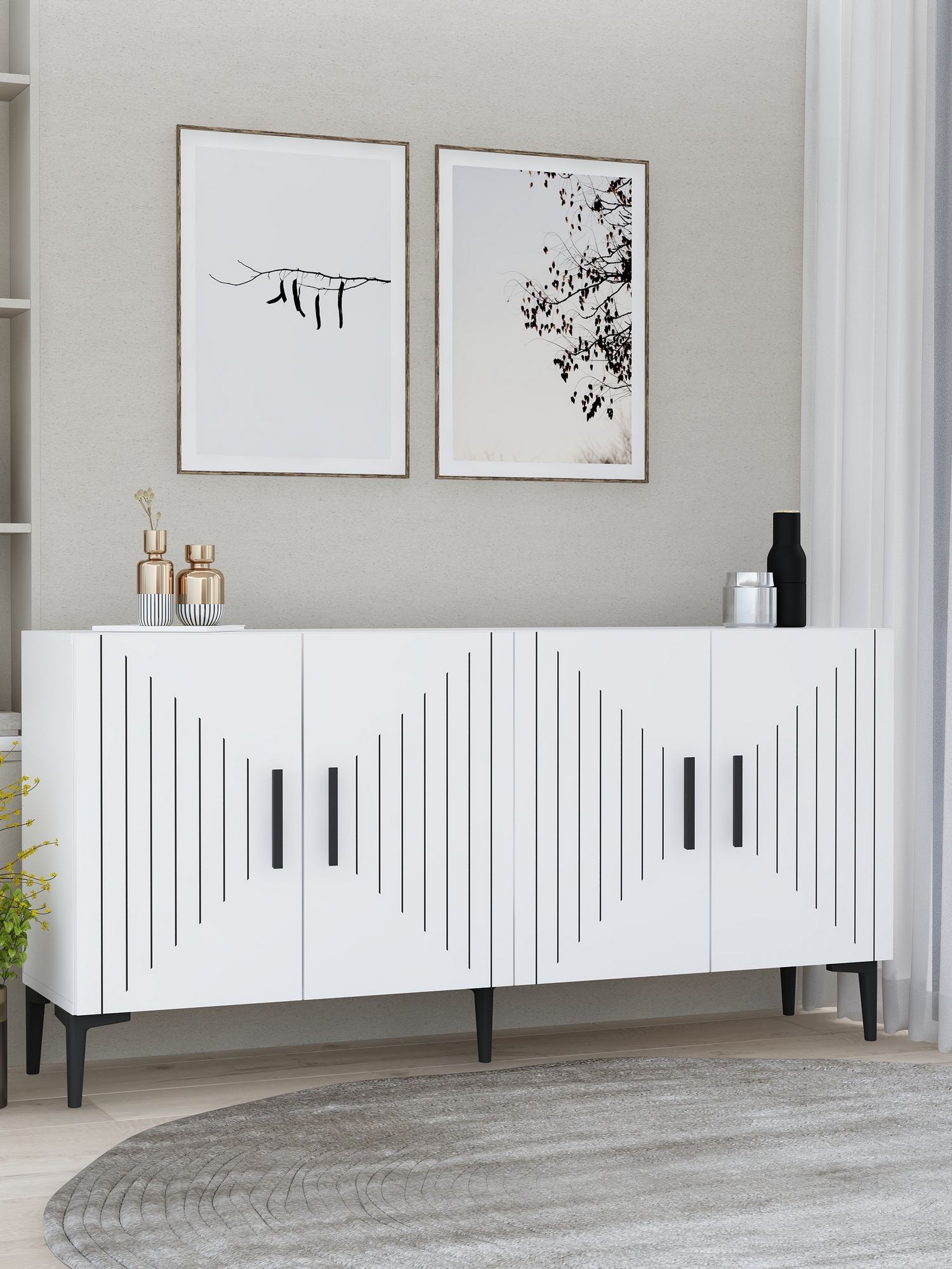 Aparador em MDF revestido de melamina – 150 cm – Branco